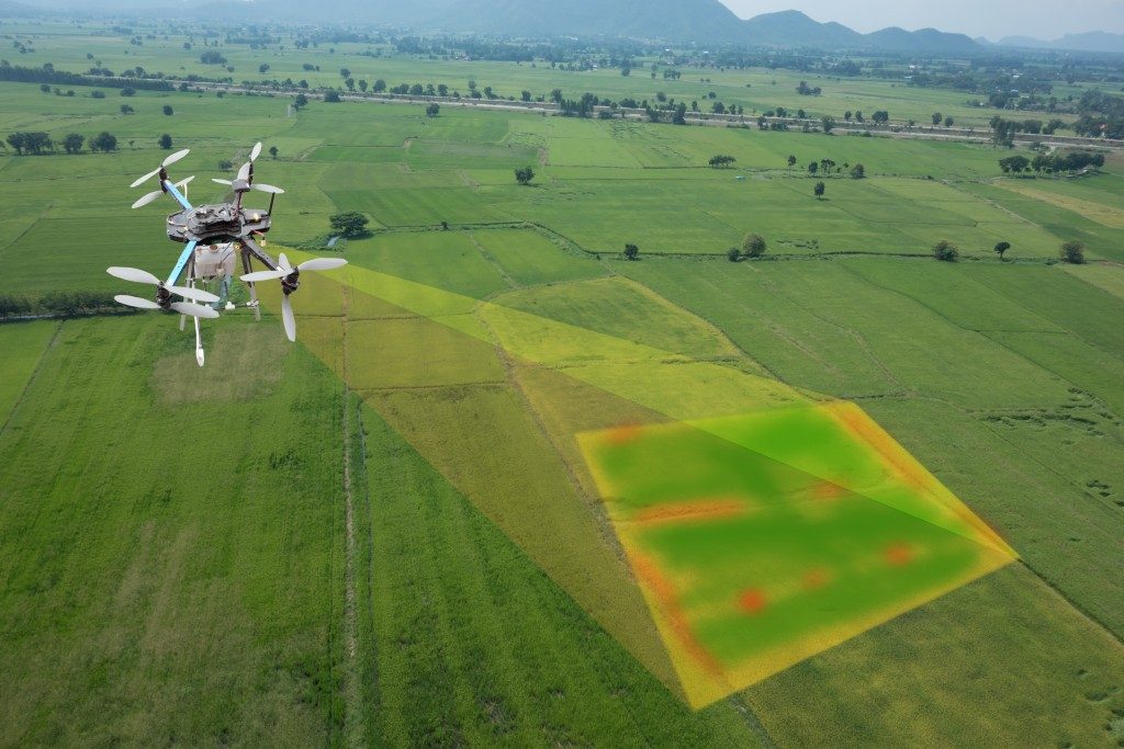 smart farmer use drone for various fields like research analysis