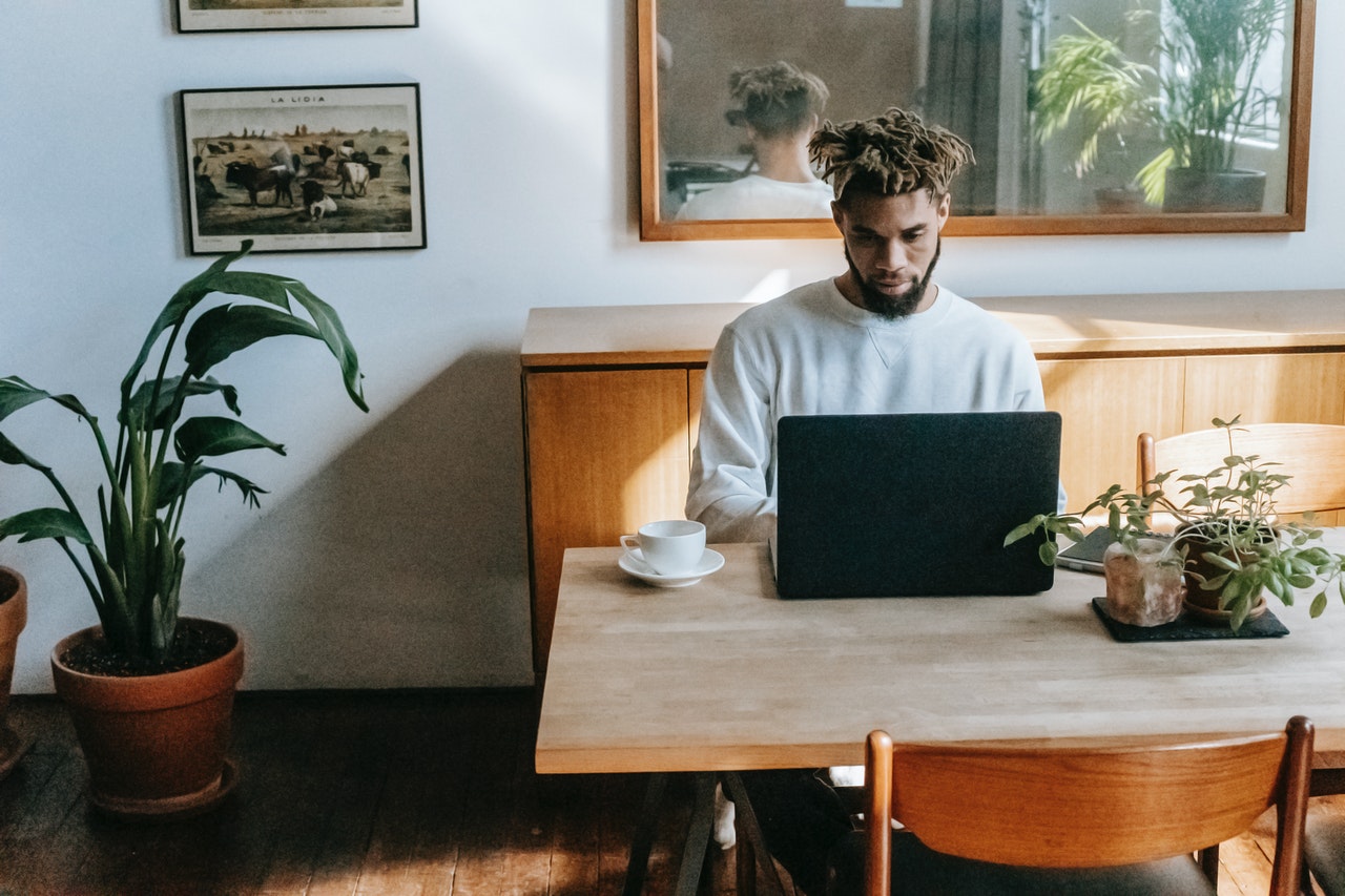 man browsing the web