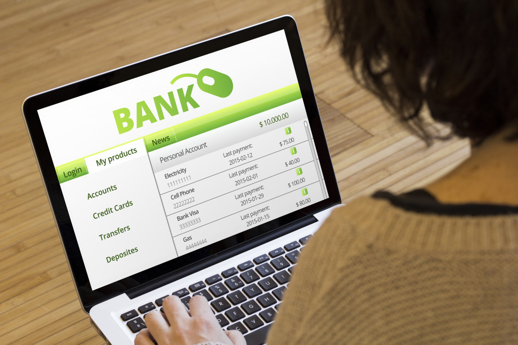 online banking concept on laptop screen